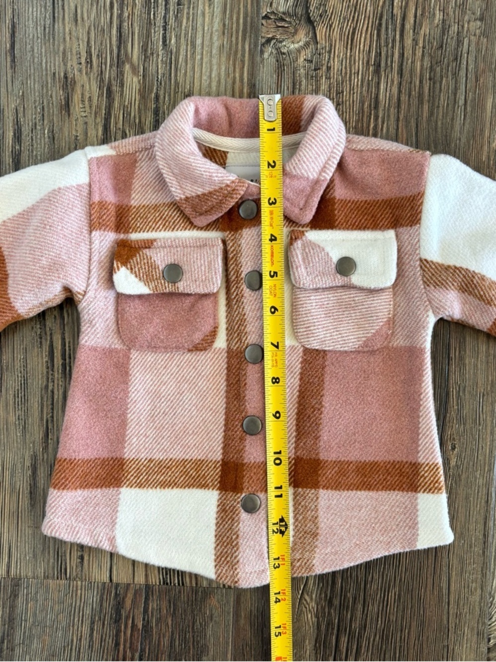 Fornia Kids Shacket 6 Months Pink Camel Plaid Snap Buttons Baby Shirt Jacket - Picture 5 of 10